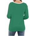 thumbnail image 5 of thefmos Women's Fall Winter Round Neck 3/4 Sleeve Solid Basic Casual Pullover Tops Tshirt Comfy Loose Fit Blouses for Women Cute Trendy Everyday Wear Business Work Clothes, Green L, 5 of 8