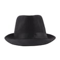 thumbnail image 3 of Zhaomeidaxi Classic Black Fedora Hat ,Men Solid Color Wide Brim Fedora Felt Hat Panama Cap Boater Summer Beach  Sunhat, 3 of 5