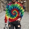 thumbnail image 2 of Tie Dye Shirts for Men Long Sleeve Crew Neck Colorful Graphic Base Tee Shirt Casual Tshirts Spring Fall Tops (L, Multicolor 01), 2 of 5