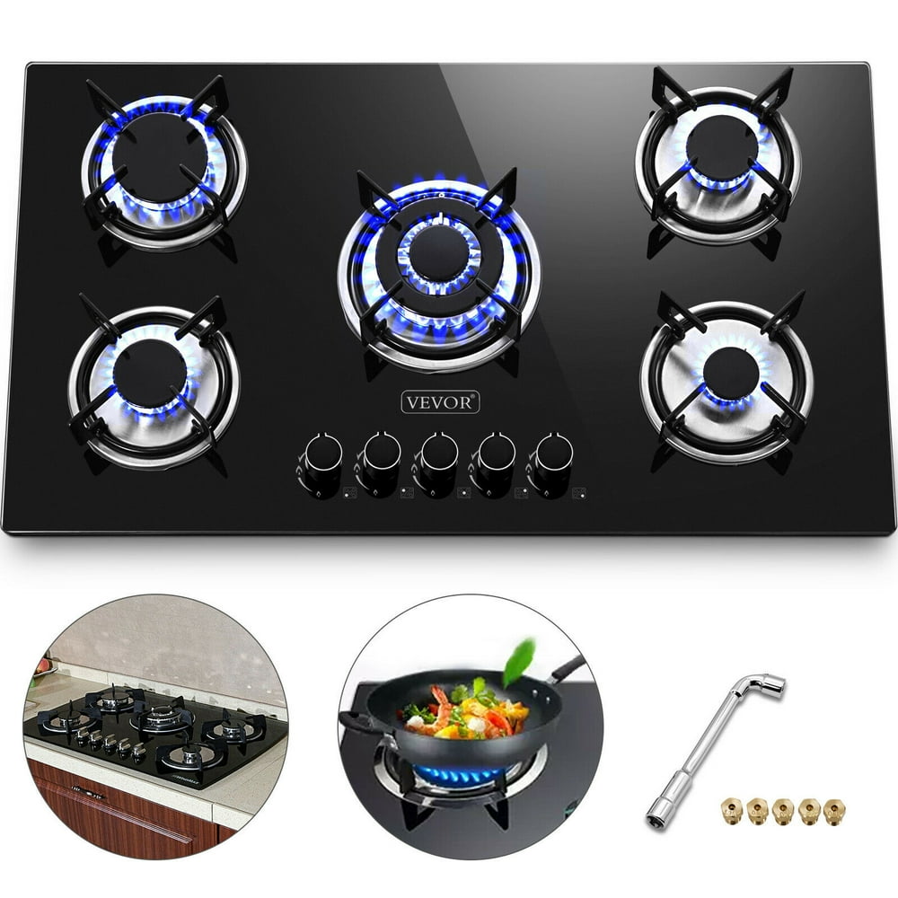 VEVOR 36x21 inches Built in Gas Cooktop 5 Burners Gas Hob With Liquid