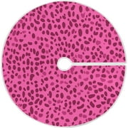 Bestwell Pink Leopard Texture Christmas Tree Skirt 47.2",Suede Xmas Tree Skir Suitable for Indoor Outdoor Holiday Party Office Store Cupboard Decoration