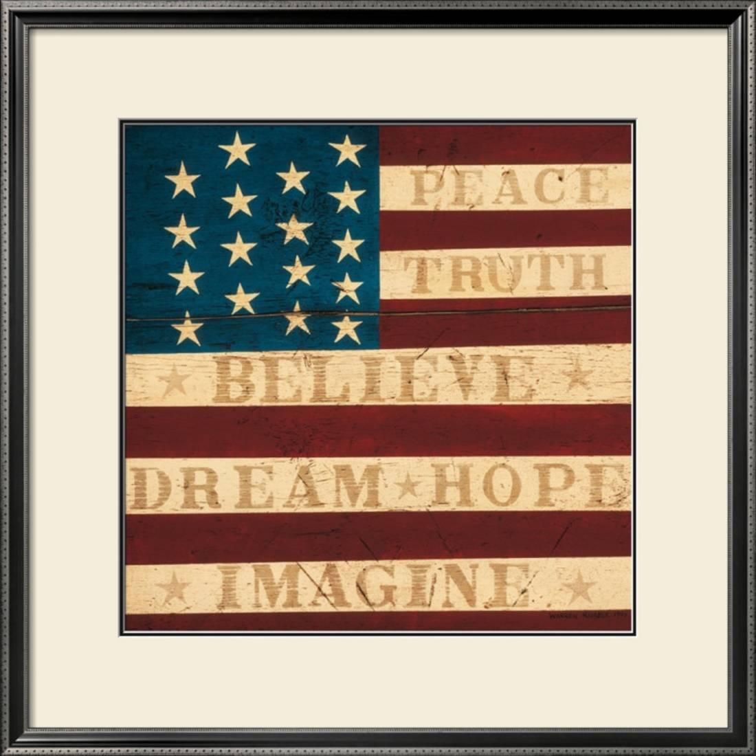 Inspired Colonial Flag Framed Art Print Wall Art By Warren Kimble
