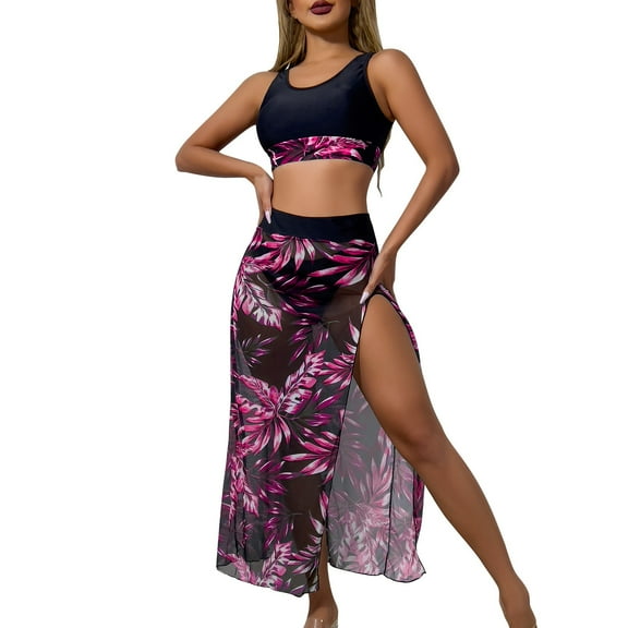Enjoytime Women'S Swimsuit Summer Bikini Sets Swimwear 3 Piece Bathing Suits Swim Top and Bottom with Skirt