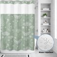 thumbnail image 3 of No Hook Shower Curtain, Sage Green Butterfly Botanical Shower Curtains for Bathroom with See Through Top Window, Summer Plants Line Art Waterproof & Washable Bath Curtain Stall 48"x72", 3 of 9
