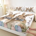 thumbnail image 4 of Erosebridal Rustic Farmhouse Rabbit Queen Sheet Sets,Multicolor Easter Eggs Wild Butterfly Kids Bed Set 4 Pieces, 4 of 6