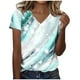 thumbnail image 1 of Blusas de Manga Corta para las Mujeres Impresión de Verano V-Cuello Blusa de Manga Corta, Poliéster Casual Top para las Mujeres, Lavado a Mano Toda la Temporada, 1 of 4