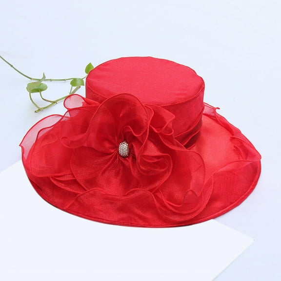 VISALY Hats Wide Brim Church Hats for Women | Sun Hats for Women Wide Brim Sun Protection Hats Womens Sun Hats Wide Brim Flower Wide Brim Derby Hats Wide Brim Hats Womens Wide Brim Sun Hat