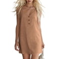 thumbnail image 2 of Pounoo Women's Casual Dresses Sleeveless V Neck Henley Tunic Dress With Buttons Beach Style Comfortable Stretchy Breathable Sundresses Gift, 2 of 8