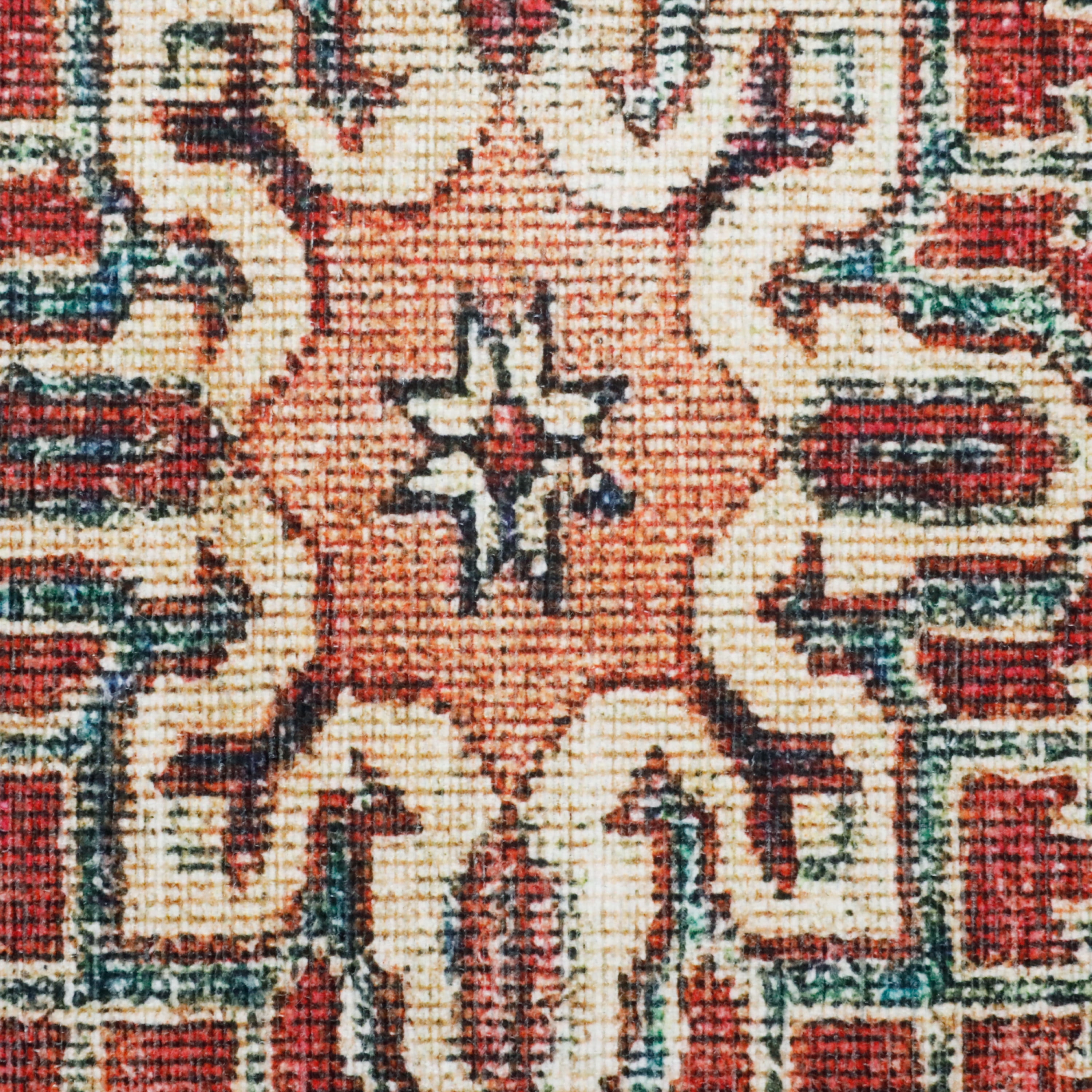 Washable Skid-Resistant Runner Rug Geometric Red 24" x 60"