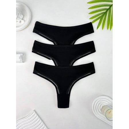 Cotton Thongs for Women Soft Low Rise Sexy Thong Ladies Breathable Panties Womens Stretch Soft Underwear 3 Pack S-L