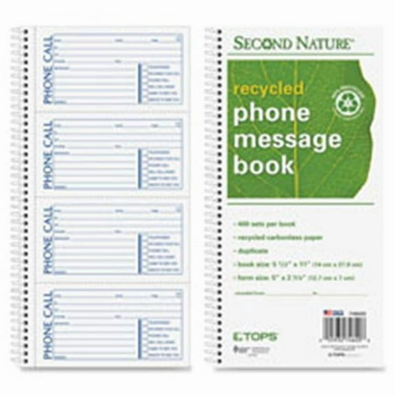 Tops  Phone Message Book- Duplicate- Spiral- 11 in. x 5.5 in.- 400 Sets