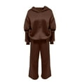 thumbnail image 4 of Two Piece Set for Women, Oversized Hoodie and Wide Leg Sweatpants Set, Solid Color Casual Matching Outfit, Women's Loungewear Set for Daily Wear, Lounge, and Casual Outfit Coffee, 4 of 4