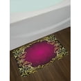 thumbnail image 2 of Mandala Bath Mat, Vintage Frame with Curls Snowflake Motifs Fantastic Abstract Retro, Non-Slip Plush Mat Bathroom Kitchen Laundry Room Decor, 29.5 X 17.5 Inches, Fuchsia Pale Yellow Black, Ambesonne, 2 of 2