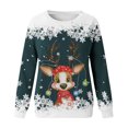 thumbnail image 4 of WEAIXIMIUNG Chandails en Molleton Courts pour Femmes, Pulls de Noël Tendance pour Femmes, Mode, Manches Longues, Col Rond, Graphique Renne Mignon, Chemises de Noël (4), 4 of 4