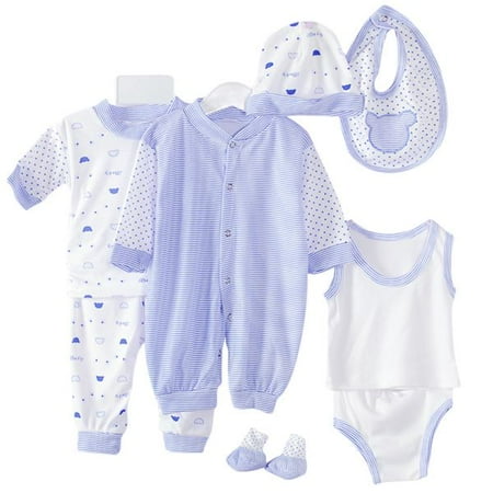 8PCS Layette Newborn Baby Gift Set - All the Essentials - Jumper+Hats+Socks+Bib+Tops+Pants