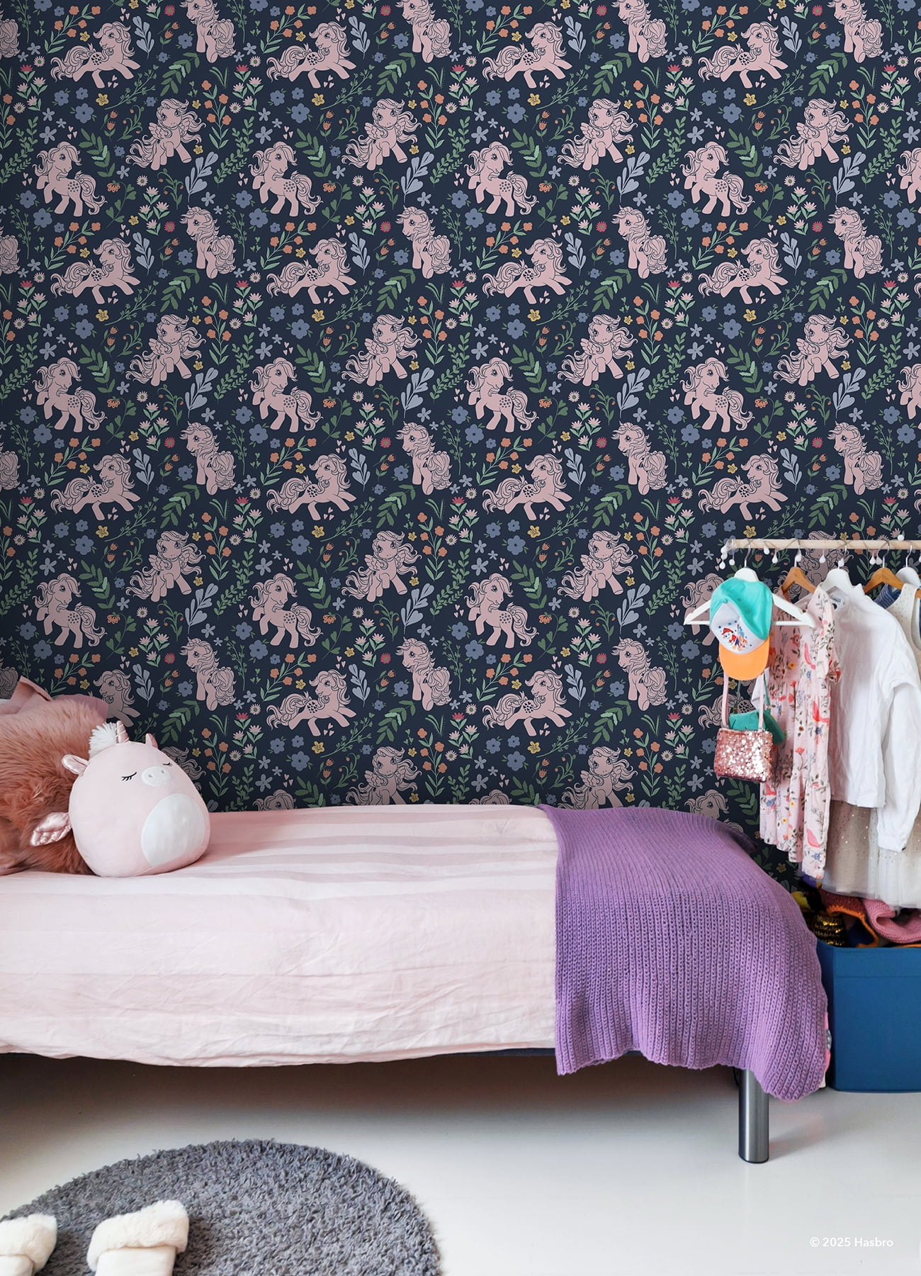 RoomMates My Little Pony Retro Floral Blue Peel and Stick Wallpaper