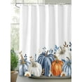 thumbnail image 2 of Floral Fall Thanksgiving Shower Curtain, Orange Blue Boho Pumpkin Bathroom Decor Curtains Set with Hooks, White Waterproof Fabric Home Accessories， 60 X 72 Inch Long, 2 of 6
