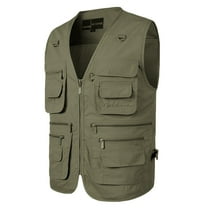 Men's Lightweight Outdoor Fishing Vest with 16 Pockets – Loose Casual Utility Cargo Vest for Travel & Safari