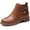Brown, variant on CHICVOMEY Women's Ankle Boots Side Zip with Buckle Strap Chunky Low Heel Zipper Booties Slip On Casual Fashion Boots