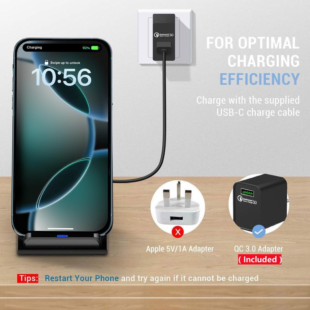 panningbo 20W Fast Wireless Charger Stand for iPhone 17 16 15 14 13 12 11, Samsung Galaxy S25 S24 S23 Note 20, Pixel 8 7, Qi Certified Phone Charger with Adapter