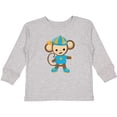 thumbnail image 3 of Inktastic Cute Monkey, Brown Monkey, Jungle Animals, Safari Boys Long Sleeve Toddler T-Shirt, 3 of 5