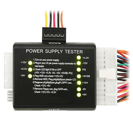 Insten 20 / 24-pin Power Supply Tester For ATX / SATA / HDD, Black
