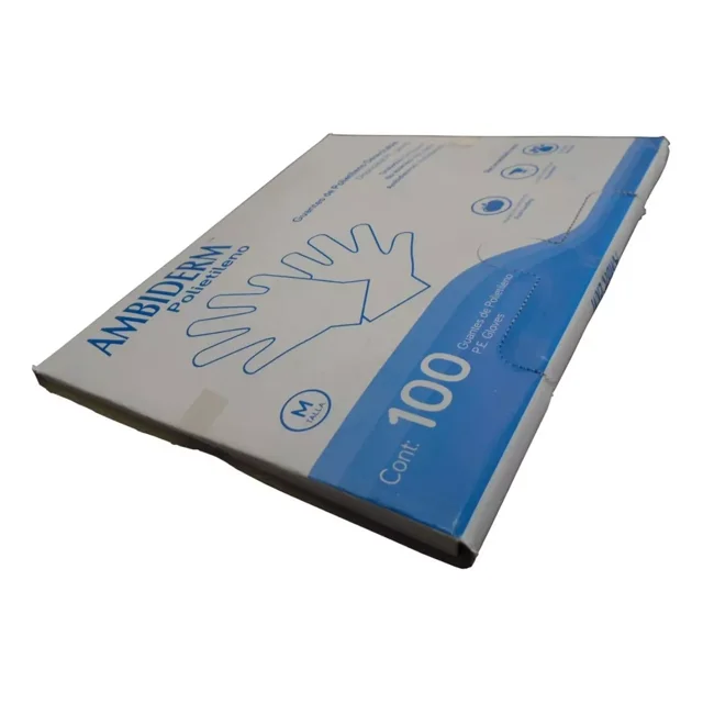 Guantes De Polietileno Ambiderm Caja Con 100 Pz Talla Grande Color Nude Talla G