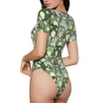 thumbnail image 3 of Daiia Cute Frog print Women's Crew Neck Short Sleeve Bodysuit Fashion Tops Fit Casual Basic Extender Bodysuit-Large, 3 of 9