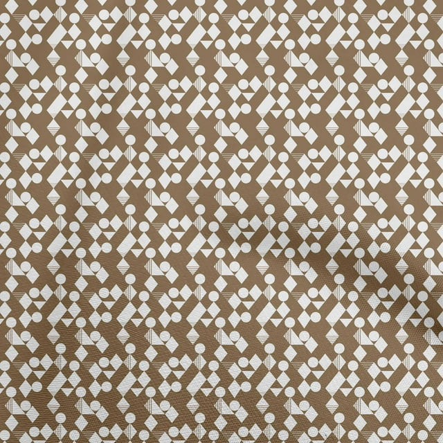 oneOone Cotton Silk Brown Fabric Geometrical Sewing Craft Projects Fabric Prints By Yard 42 Inch Wide-aC