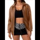 thumbnail image 1 of Chaquetas de Holgadas de Larga con Solapa para Mujer, Moda Otoño 2025, Ropa de Invierno. Camello M, 1 of 10