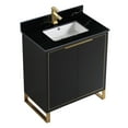 thumbnail image 3 of Fine Fixtures Opulence Collection 30 in. W x 18 in. D x 33 in. H Bathroom Vanity in Black Matte with Black Marble Sintered Stone Sink - Satin Brass hardware, 3 of 8
