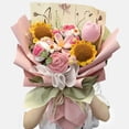 thumbnail image 4 of Crochet Flowers Bouquet, Handmade Knitted Sunflower Rose Tulip Puff Flower Bouquet, Gift for Mother Wife on Birthday Valentines Anniversary, 4 of 27