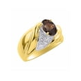 thumbnail image 3 of RYLOS Rings for Women 14K Yellow Gold Ring Oval 8X6MM Gemstone &  Diamonds Classic Design June Smoky Quartz Jewelry for Women Size 9, 3 of 7