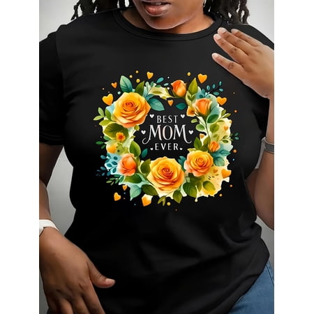 Women's Floral Wreath Best Mom Ever T-Shirt