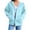 Light Blue, variant on frariair Women's Full Zip Hooded Fleece Jacket Oversized Casual Sweatshirt With Kangaroo Pocket For Fall And Winter Layering Khaki M