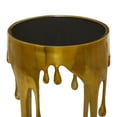 thumbnail image 5 of DecMode 16"W, 25"H Contemporary Accent Table with Tempered Glass Top, Raw Aluminum Finish with Melting Gold Design, 5 of 14