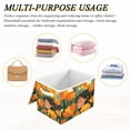 thumbnail image 7 of Foldable Fabric Storage Bin With Handle Collapsible Basket Box Storage With Lid Organizer Standing on The Orange Florals, 7 of 7