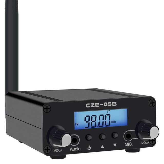 Transmisor FM BaseWish 0.5W 0.1W de largo alcance con LCD negro