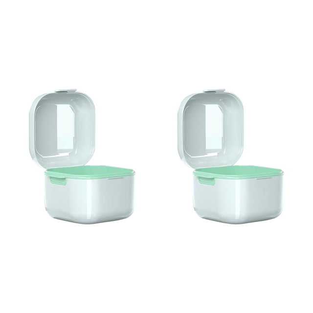 Inteprter Estuche para aparatos ortopédicos Protector bucal Viaje Remojo Limpieza falsos Caja de almacenamiento Lavable Contenedor organizador blanco 2piezas Inteprter CBP196294