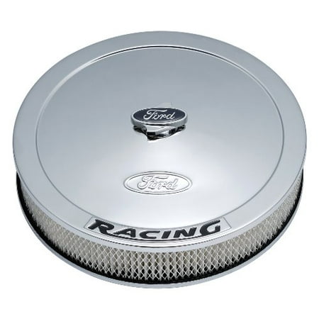 Proform 302-351 Chrome 13  Diameter Air Cleaner Kit with Raised Ford/Black Racing Logo and 5-5/8  Paper Filter
