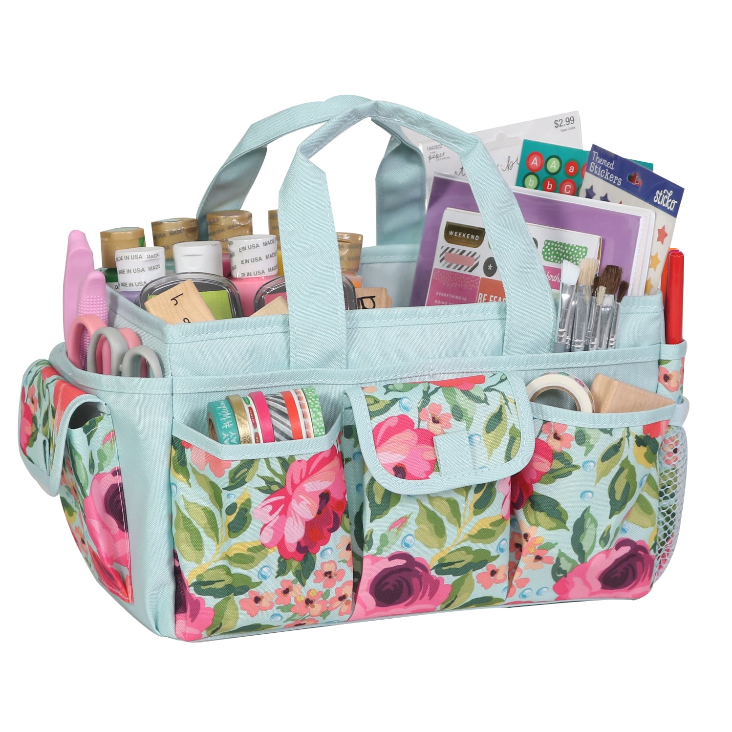 Everything Mary Craft Supplies Storage Tote Bag, Floral - Organizer for Art & Sewing ...