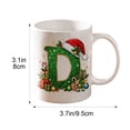 thumbnail image 7 of Christmas Initial Ceramic Mug,11 oz Coffee Cup with Cute Green Glitter Letter & Santa Hat Decor,Home Office Use,Ideal Holiday Gift for Family(D), 7 of 7
