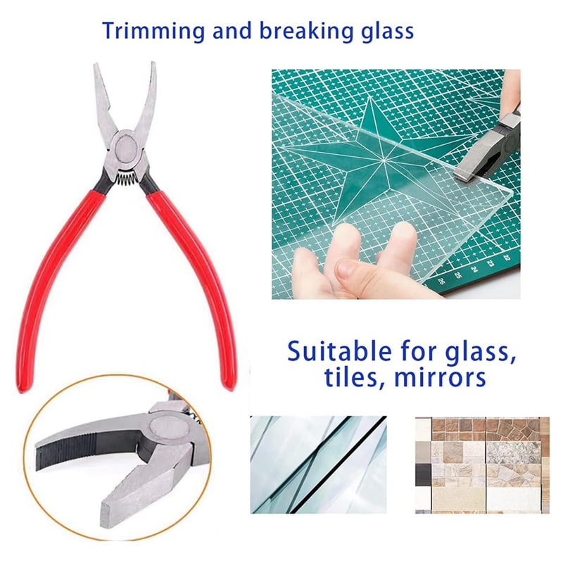 Glass Cutters Tools Set Glass Cutting Tool Kit Glass Cutter Glass Running Pliers Breaker Grozer Pliers with Oil Feed