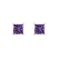 thumbnail image 3 of Clara Pucci 1Ct Alexandrite Princess Cut VVS1 Push Back Stud 18k Solid hypoallergenic Gold Designer Earrings For June, 3 of 7