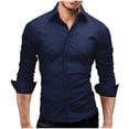 thumbnail image 5 of Men's Slim-fit Long-sleeved Solid Color Simple Formal Shirt, 5 of 9
