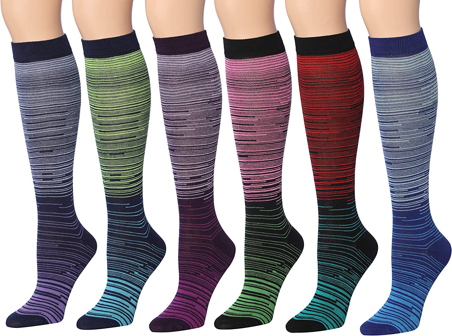 Colorfut Women's 6-Pairs Colorful Patterned Knee High Socks - Walmart.com