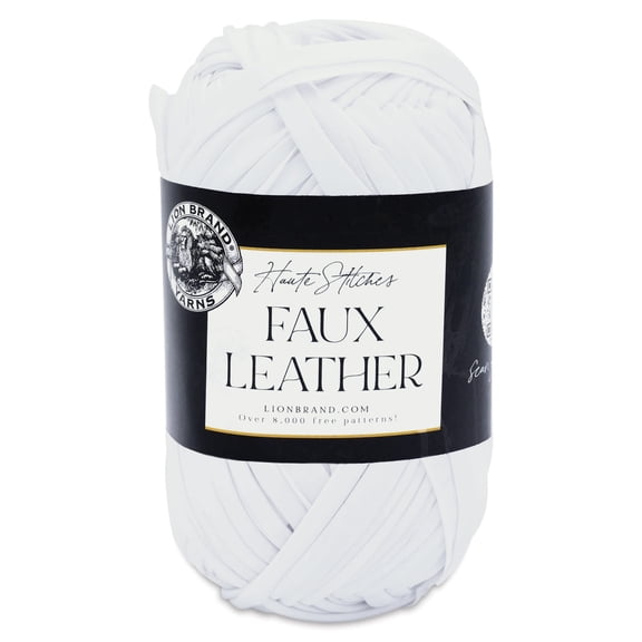 Lion Brand Yarn Haute Stitches Faux Leather Yarn - New York White, 39 yds