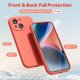 thumbnail image 3 of Funda de silicona para iPhone 14 Plus con protector de cámara, funda de gel de goma suave, fina y ajustada, protección estética de TPU con agarre, neutra, para mujer y niña, color naranja, 3 of 8