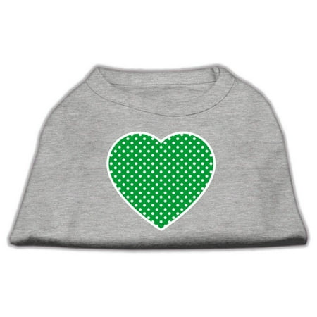 Pet Dog Cat Shirt Screen Printed, "Swiss Dots Green Heart"