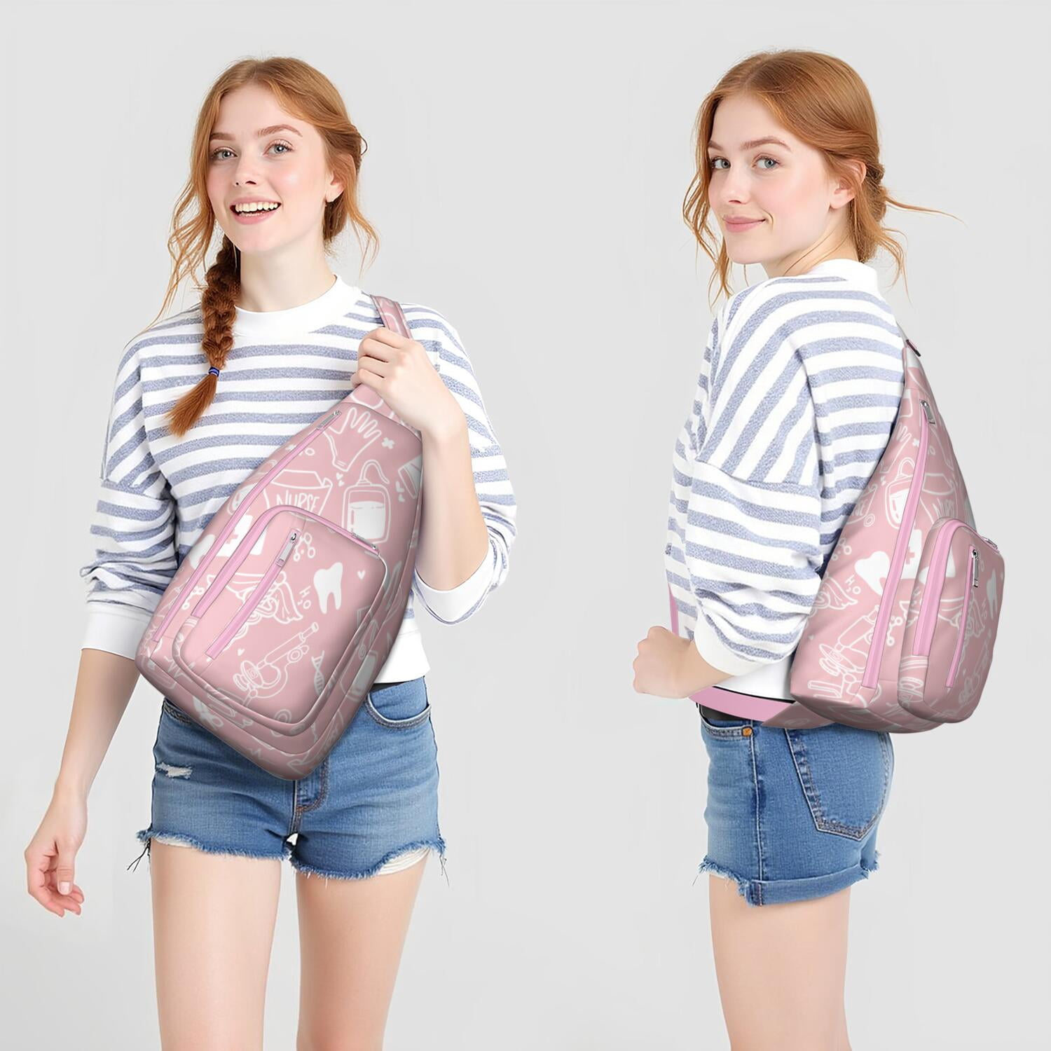 Funny Nurse Life Crossbody Sling Bag - Cute Nurse Aesthetic Waterproof Chest Pack, Lightweight Medical-Themed Shoulder Bag for Nursing Students & Healthcare Heroes (Saving Lives Every Day Design)